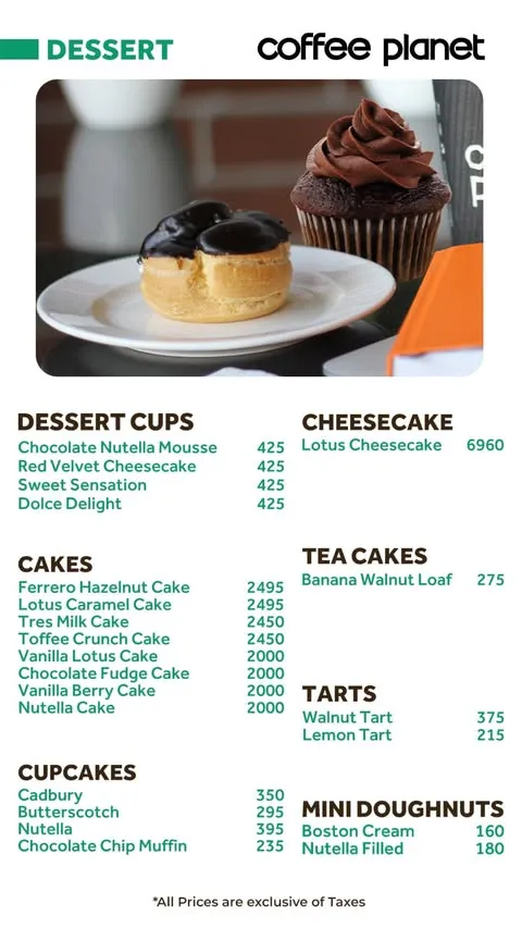 Coffee Planet menu