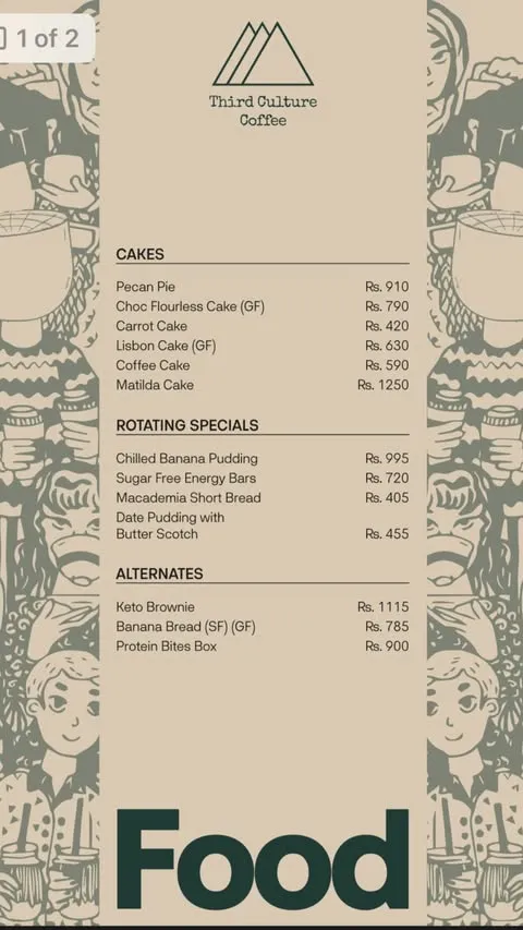 Third Culture Coffee - Model Town menu