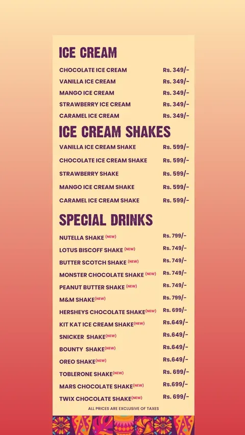 Chaye Qawali menu