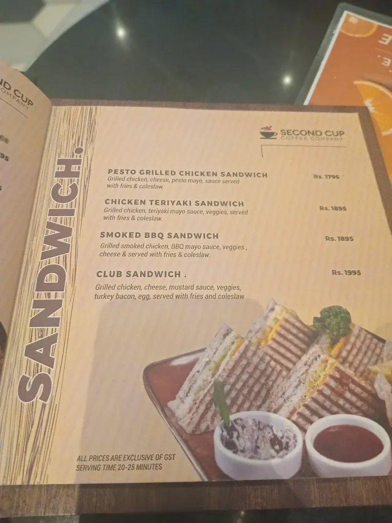 Second Cup Coffee Company menu