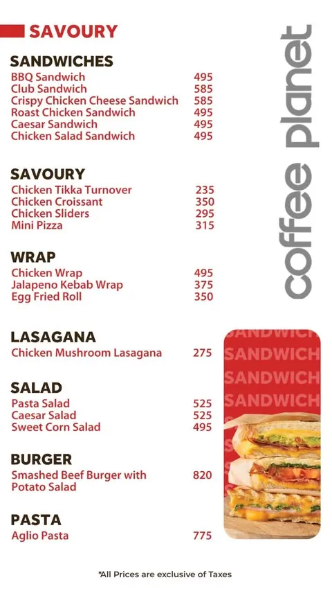 Coffee Planet menu