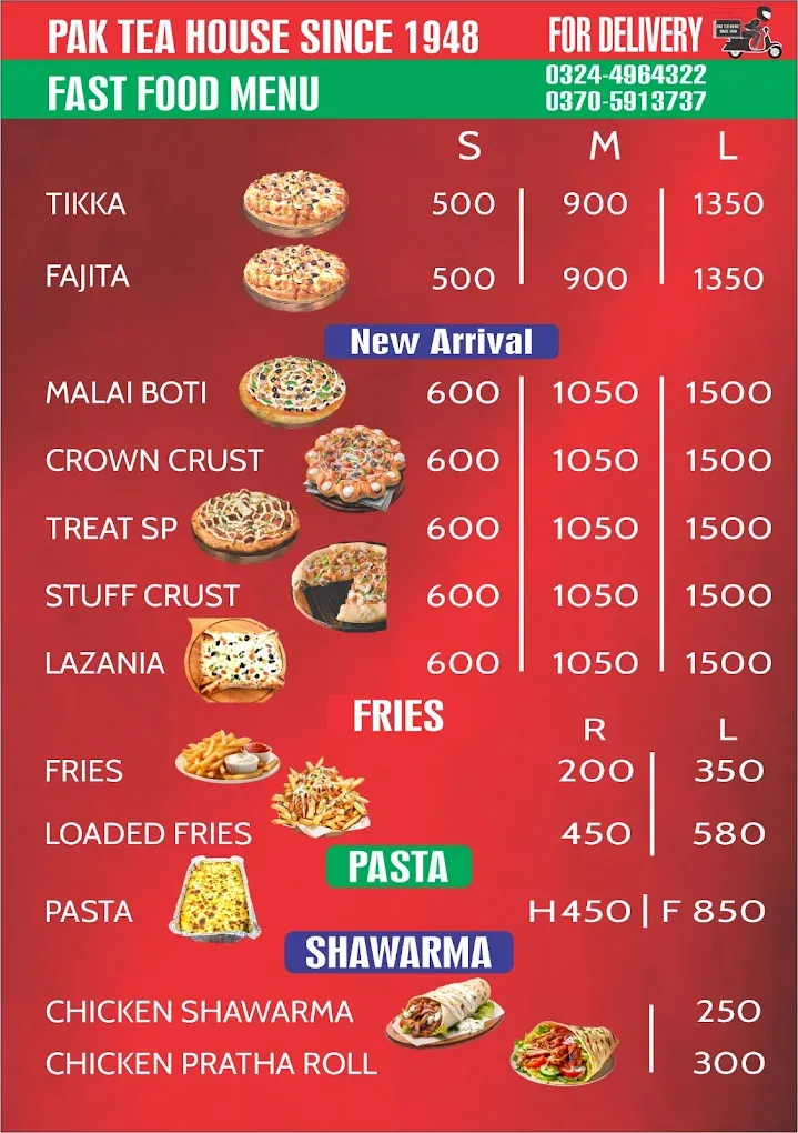 Pak Tea House menu
