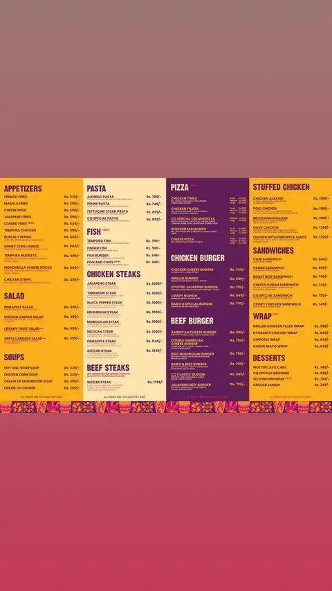 Chaye Qawali menu