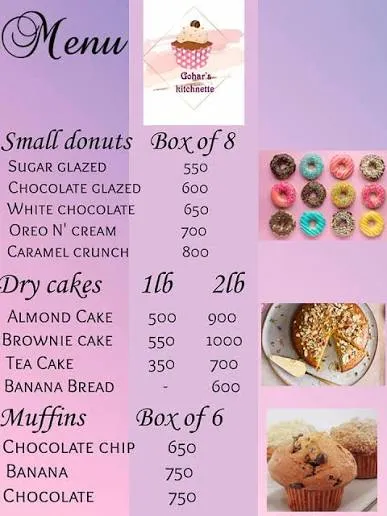 Gouhar Bakers and Sweets menu