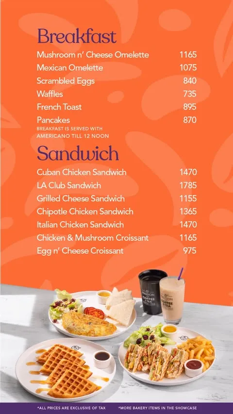The Coffee Bean & Tea Leaf menu