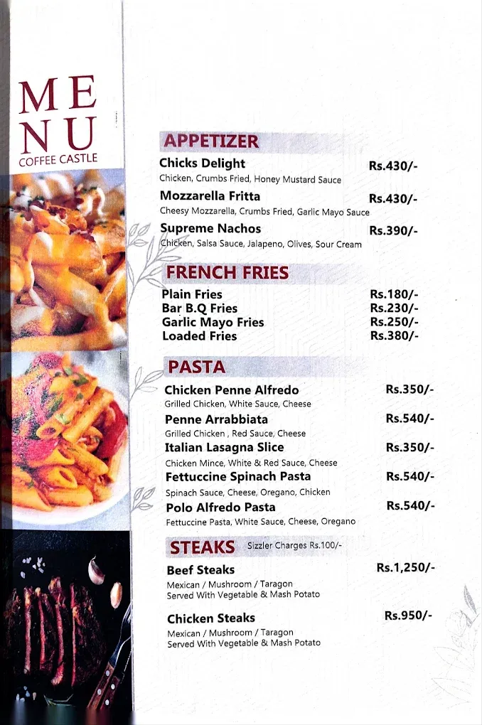 Coffee Castle menu