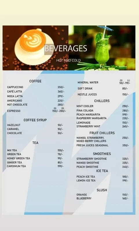The Front Page Cafe menu