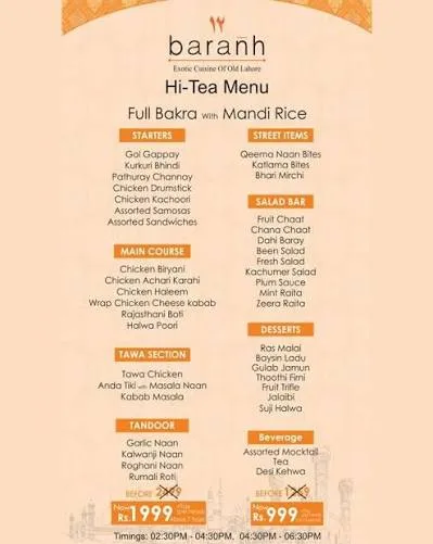 Baranh menu