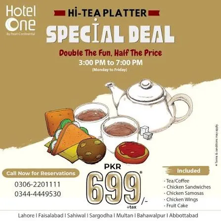 Hotel One Tower Gulberg, Lahore menu