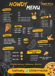 Howdy Rooftop menu