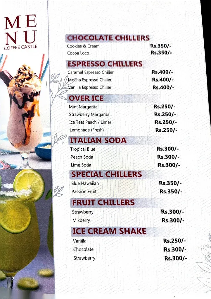 Coffee Castle menu