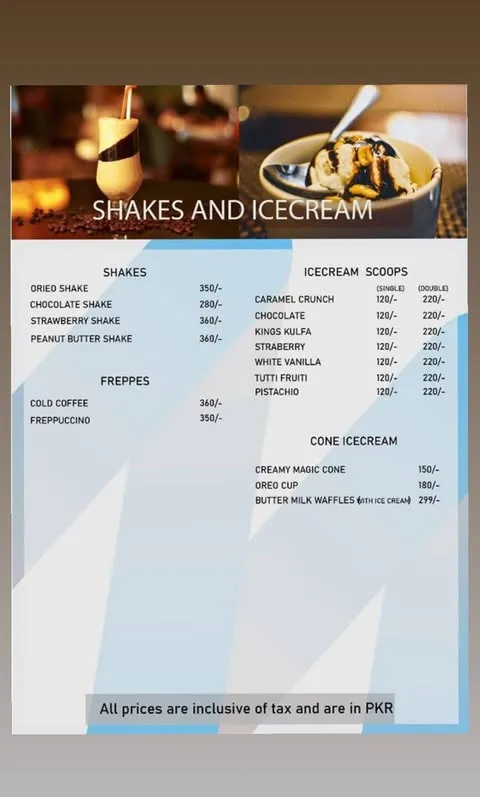 The Front Page Cafe menu