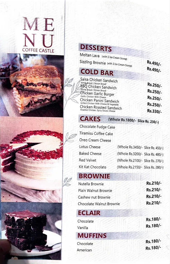 Coffee Castle menu
