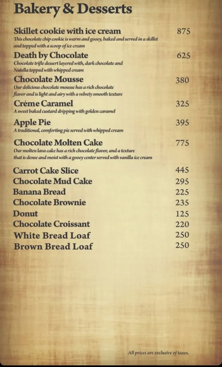 Chaaye Khana Bahria Town menu