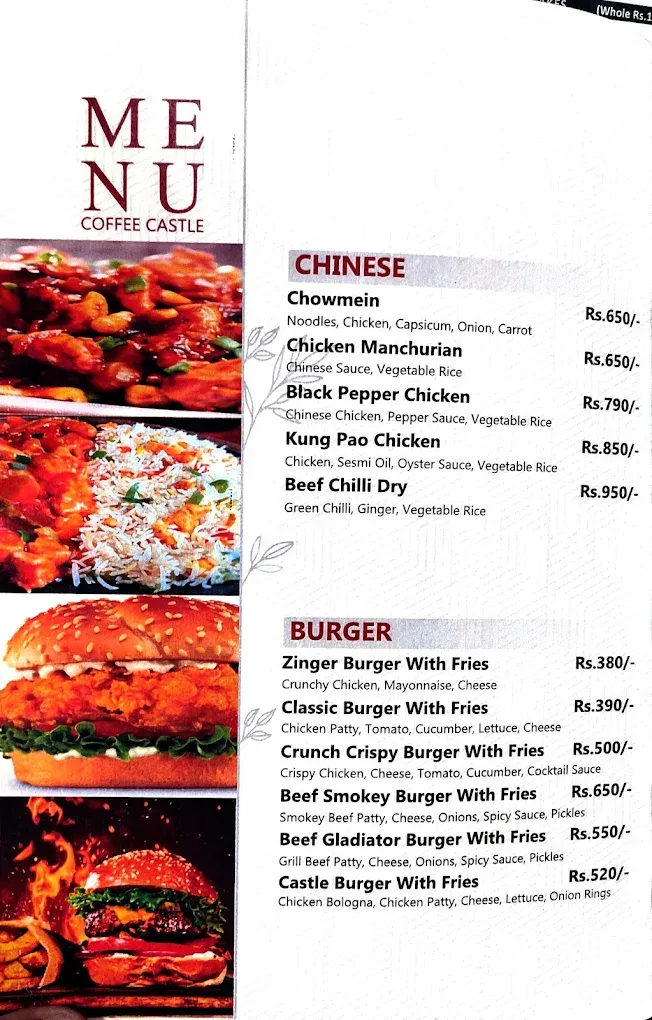 Coffee Castle menu