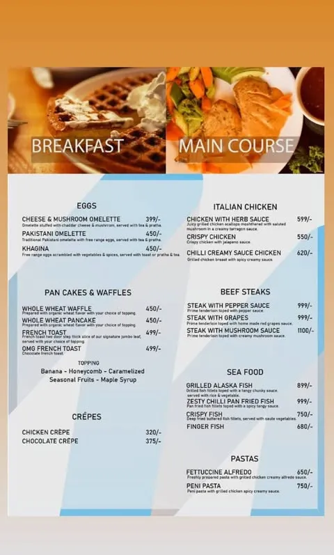 The Front Page Cafe menu