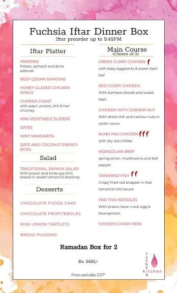 Fuchsia Kitchen menu