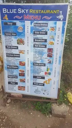 Blue Sky Hotel menu