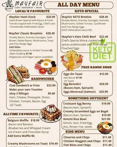 Hotel MayFair menu