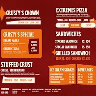 Crusty's Multan menu