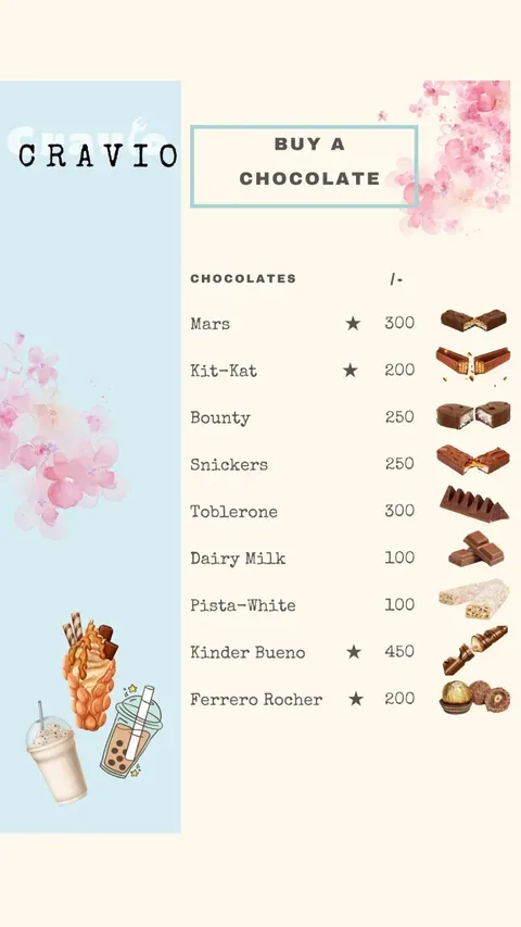 Cravio menu