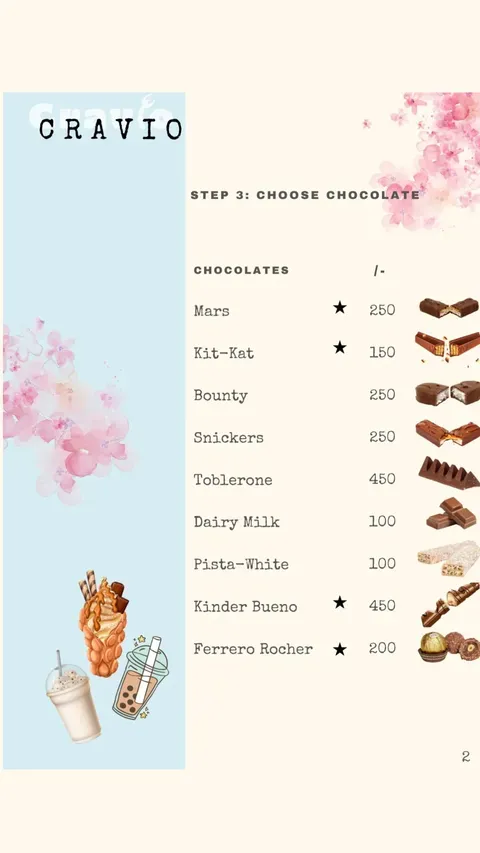 Cravio menu