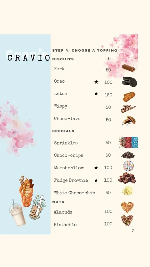 Cravio menu