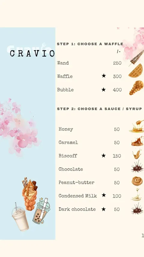 Cravio menu