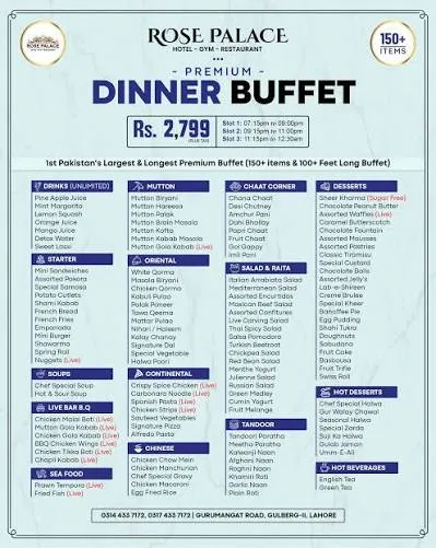 Rose Palace Hotel (Garden Town) menu