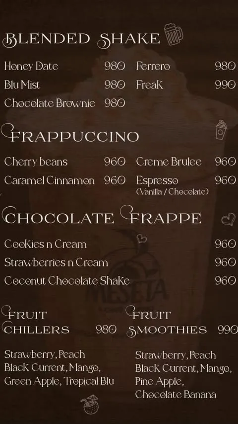 Meseta Coffee menu
