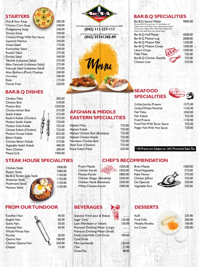 ShawarBq Bahria Town Lahore menu