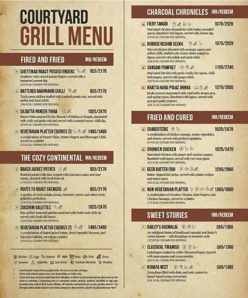 Courtyard Grill menu