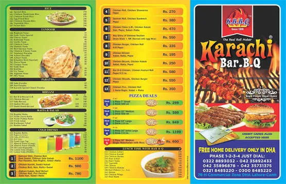 Karachi Bar.B.Q DHA menu
