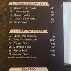 Tandoori Restaurant F10 menu