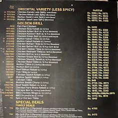 The Monal Islamabad menu