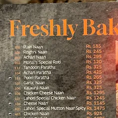 The Monal Islamabad menu