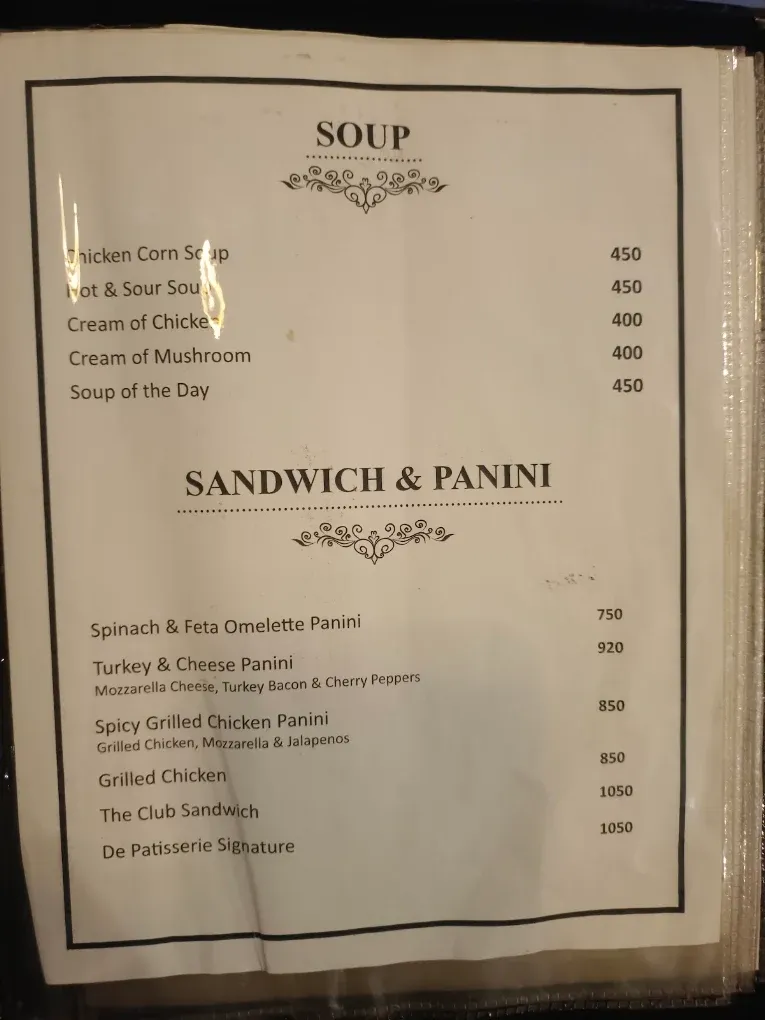 De Patisserie Club menu