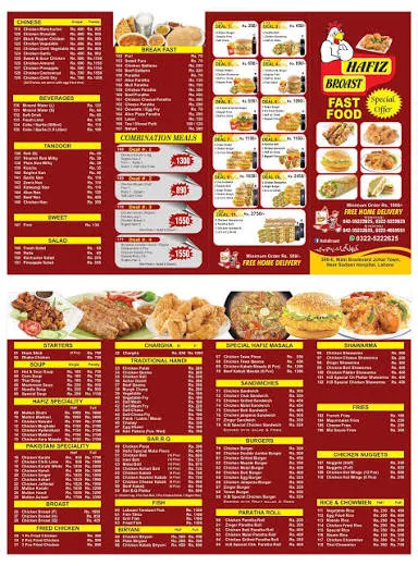 Hafiz Bar-B-Que menu