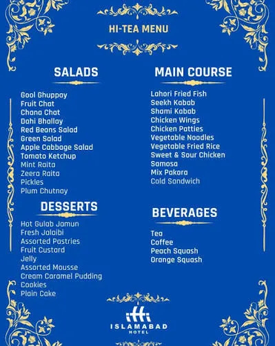 New Islamabad Hotel menu