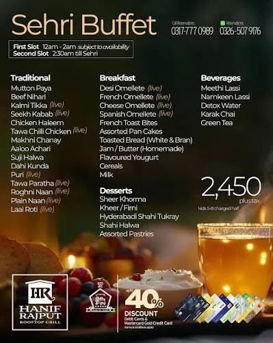 Hanif Rajput Rooftop Grill menu