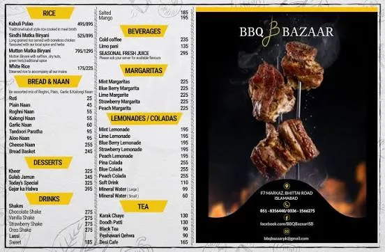BBQ BAZAAR menu