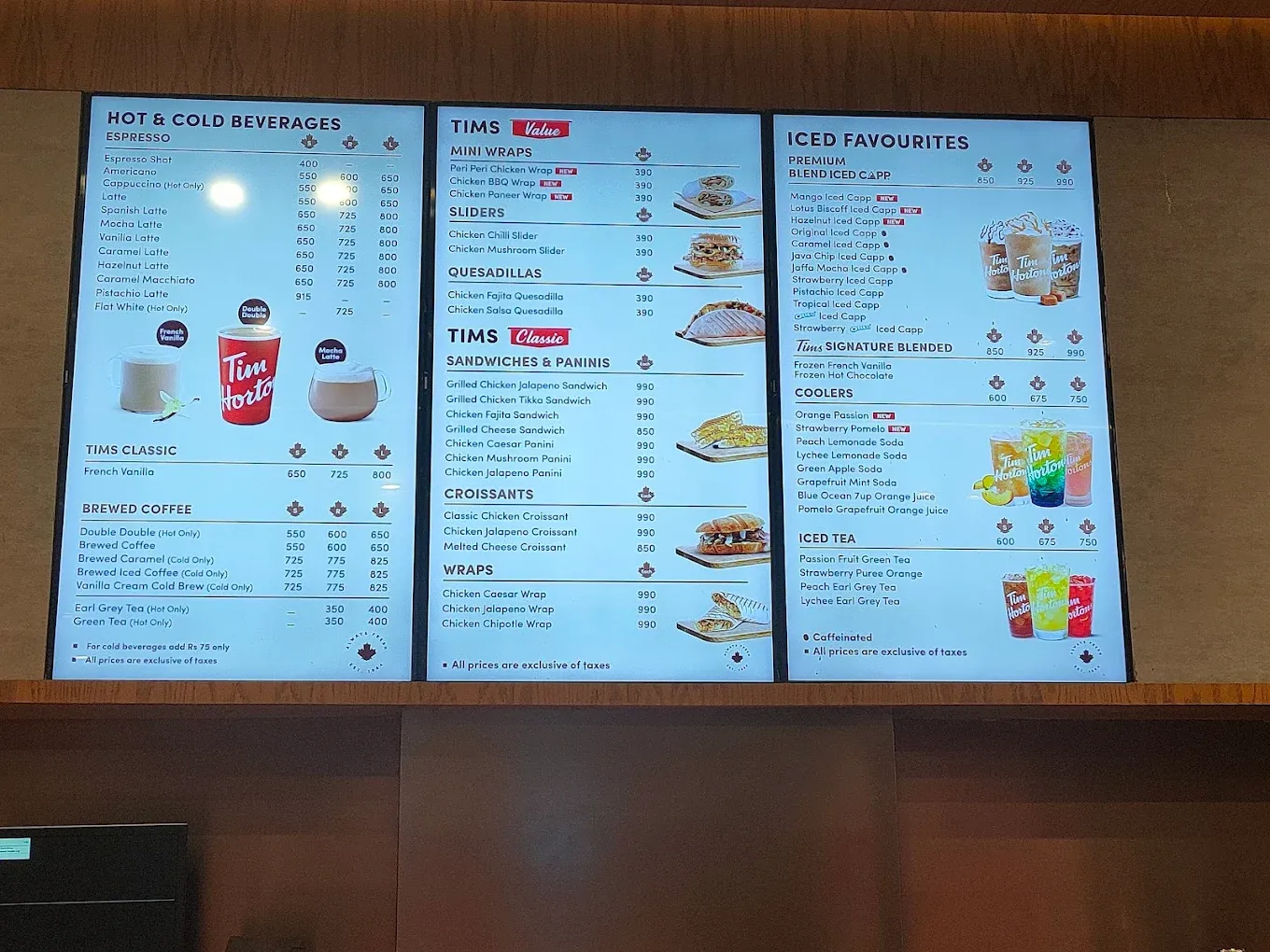 Tim Hortons Saddar Rawalpindi menu