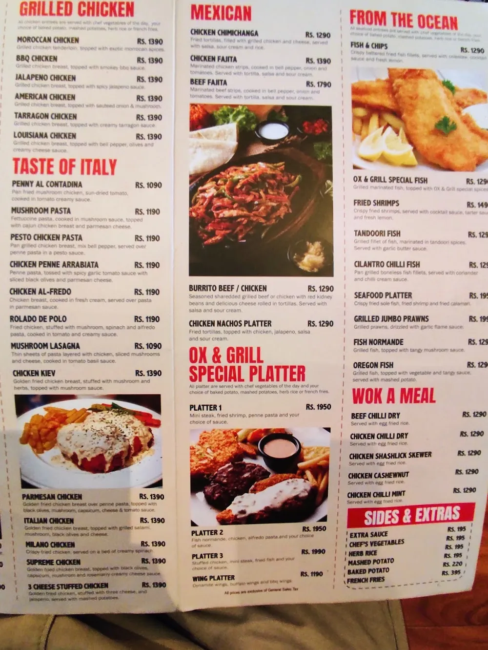 OX & Grill Steakhouse - Bahria Food Street menu