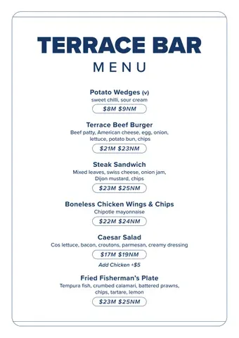Terrace Bar B Que menu