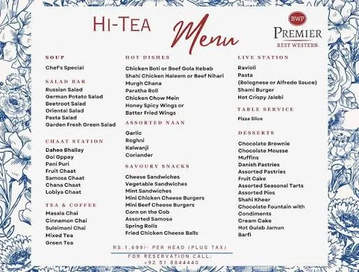 Best Western Premier Islamabad menu