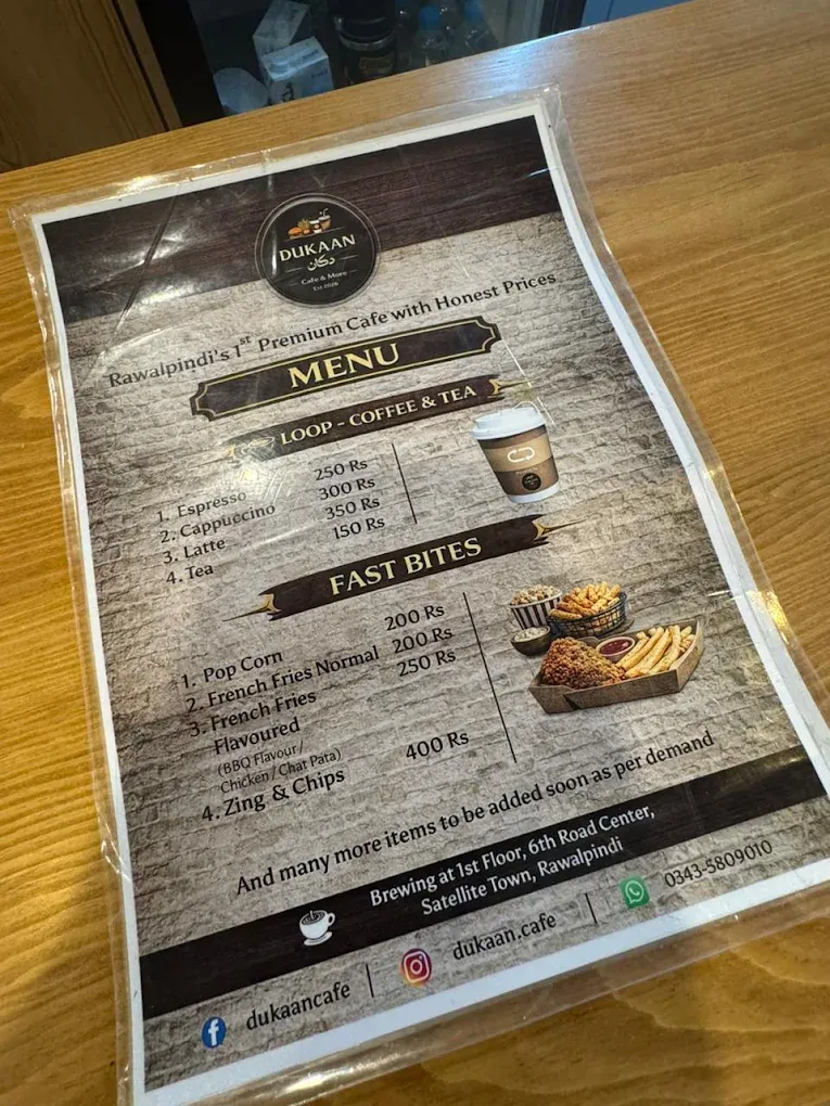 Dukaan Cafe & More menu