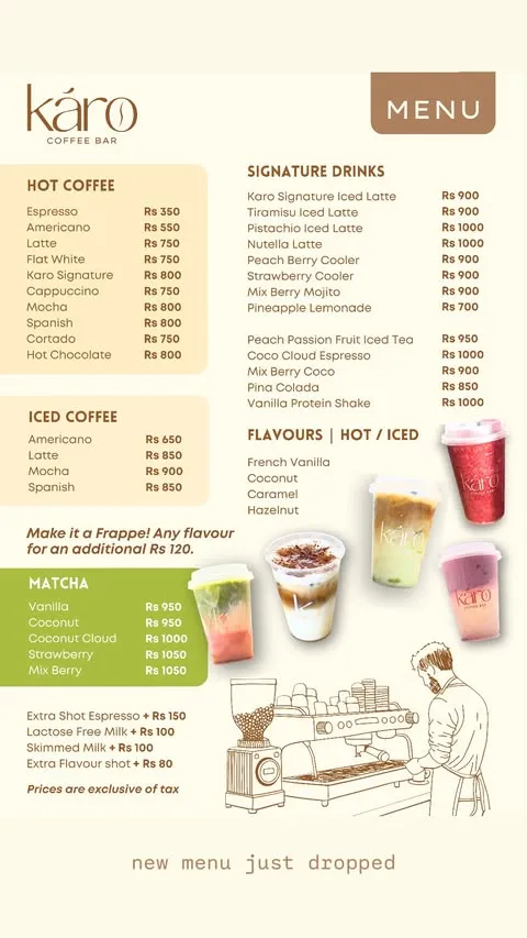 Karo Coffee Bar menu