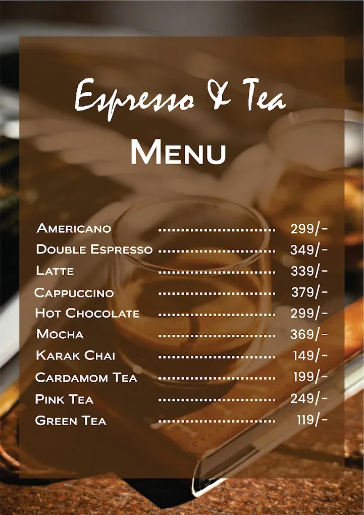 Coffeeto D Chillax menu