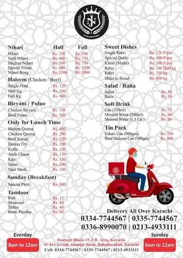 New Zahid Restaurant menu