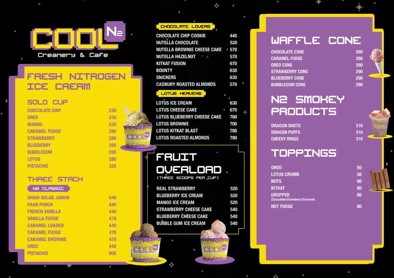 Cool N2 Creamery & Café menu